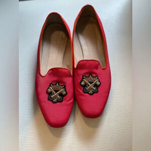 Red Smoking Slippers with Appliqué J. crew